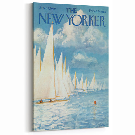 New Yorker Poster - 1959 Sailboats at Sea Blue Sky Art Print