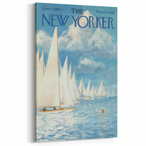 New Yorker Poster - 1959 Sailboats at Sea Blue Sky Art Print