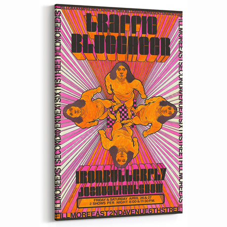 Traffic and Iron Butterfly 1968 Concert Poster – Psychedelic Rock Art