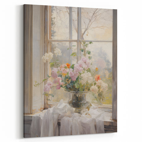 Vintage Botanical Art Prints – Soft Floral Arrangement in Vase