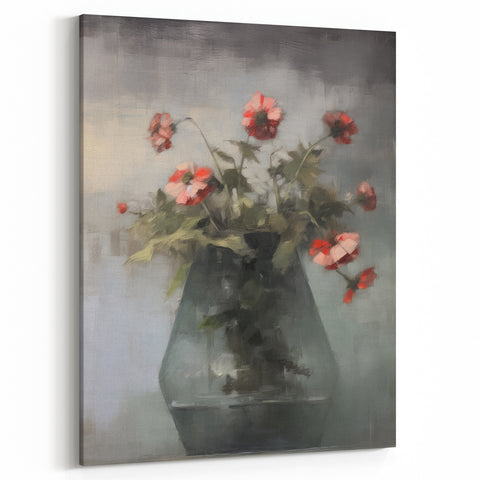 Vintage Botanical Art Prints – Soft Floral Arrangement in Vase
