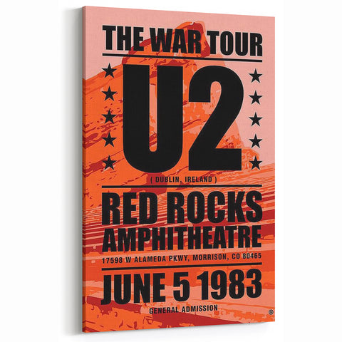 U2 Retro Poster Art - Vintage The War Tour 1983 Red Rocks Print