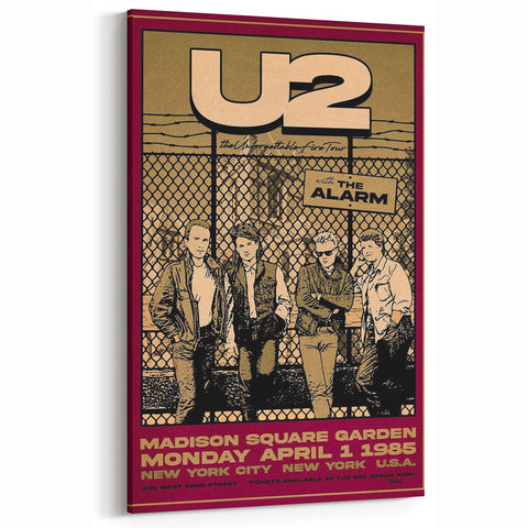 U2 The Unforgettable Fire Tour 1985 Poster Retro Canvas Print