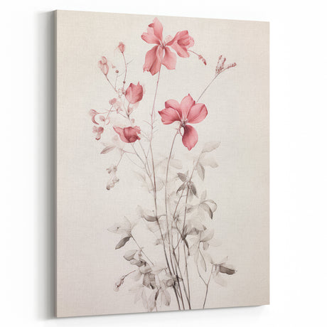Vintage Botanical Art Prints – Soft Pink Floral Illustration