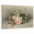 Vintage Floral Art – Soft Peach Roses & Greenery Wall Print