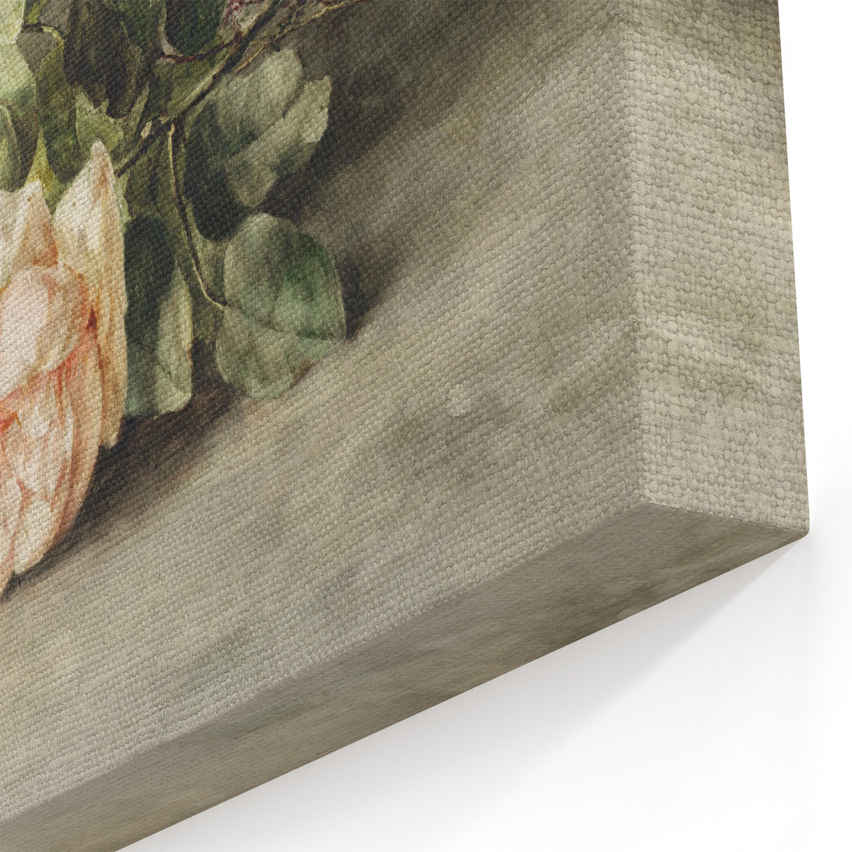 Vintage Floral Art – Soft Peach Roses & Greenery Wall Print