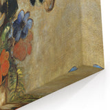Vintage Floral Bouquet in Vase with Butterflies – Framed Wall Art