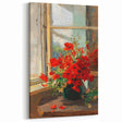 Vintage Red Poppies in Vase by Window – Framed Wall Art