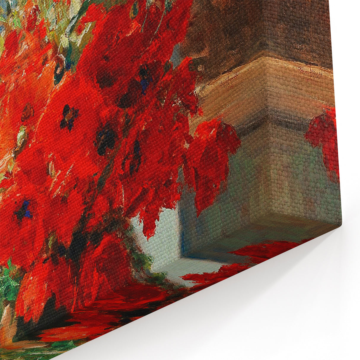 Vintage Red Poppies in Vase by Window – Framed Wall Art