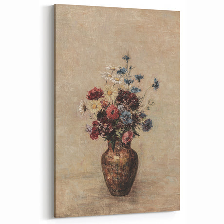 Vintage Botanical Art Prints - Rustic Floral Vase Wall Decor