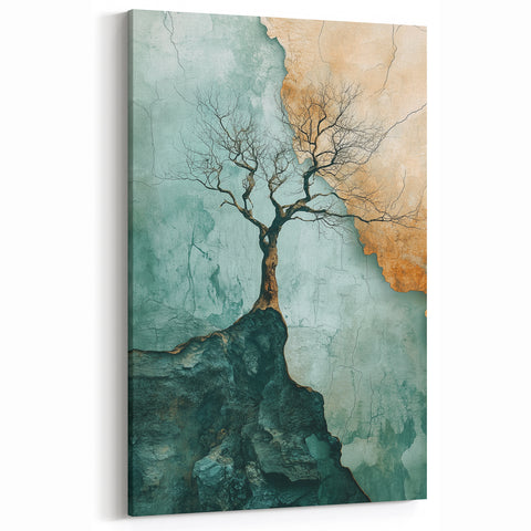 Abstract Cliffside Tree – Nature-Inspired Landscape Art Prints