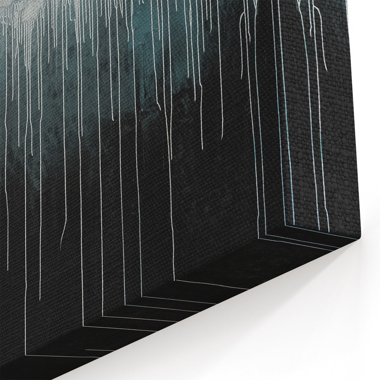 Modern Abstract Painting – Teal & White Dripping Canvas Wall Art