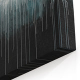 Modern Abstract Painting – Teal & White Dripping Canvas Wall Art