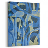 Moody Modern Wall Art – Abstract Canvas in Navy Blue & Gold