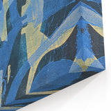 Moody Modern Wall Art – Abstract Canvas in Navy Blue & Gold