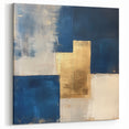 Moody Modern Wall Art – Navy Blue & Gold Abstract Canvas Painting