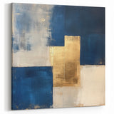 Moody Modern Wall Art – Navy Blue & Gold Abstract Canvas Painting