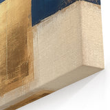 Moody Modern Wall Art – Navy Blue & Gold Abstract Canvas Painting