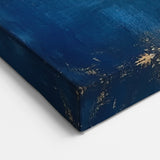 Moody Modern Wall Art – Navy Blue & Gold Abstract Canvas Painting