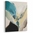 Abstract Canvas Wall Art – Teal & Beige Organic Modern Painting
