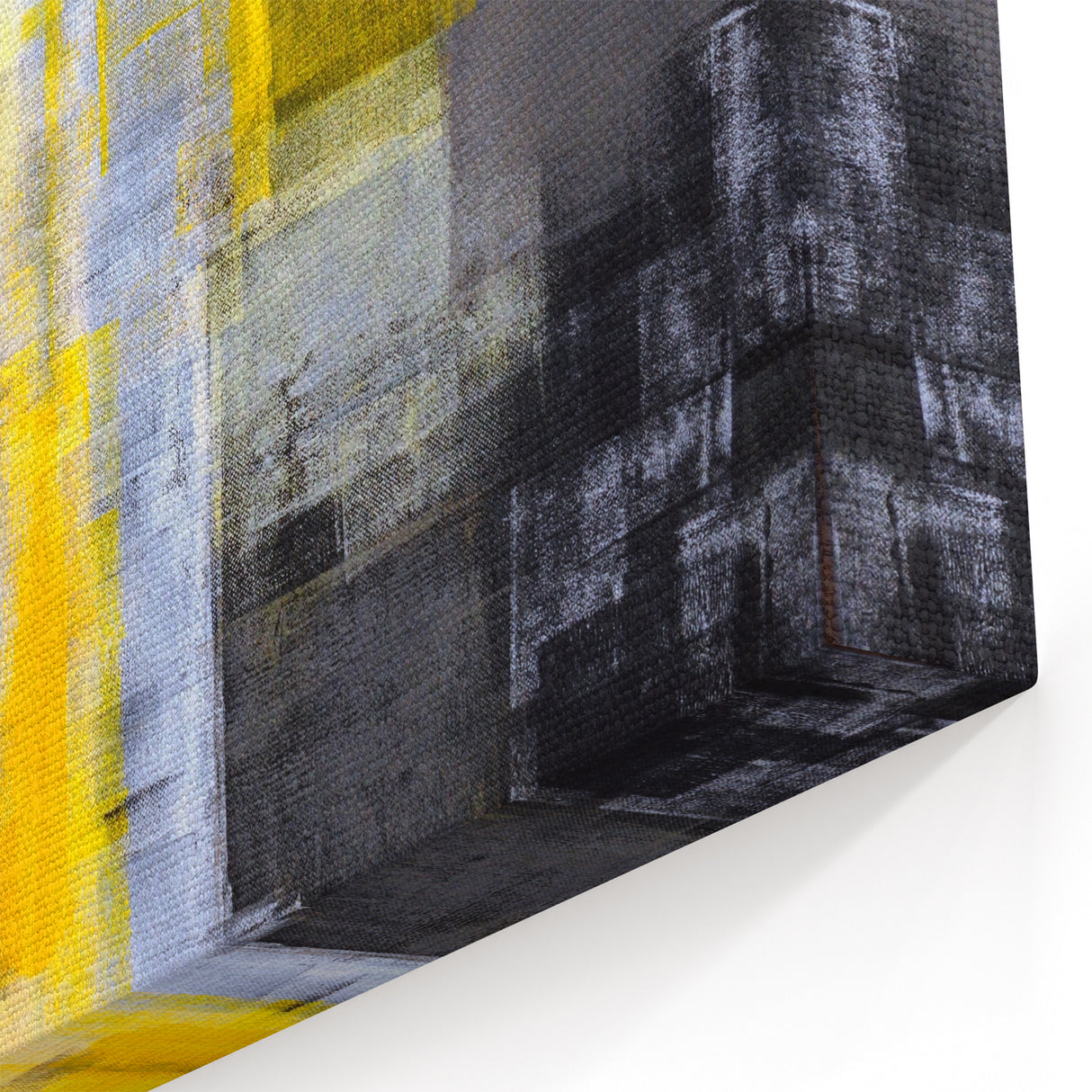 Abstract Wall Art – Yellow & Gray Geometric Modern Painting
