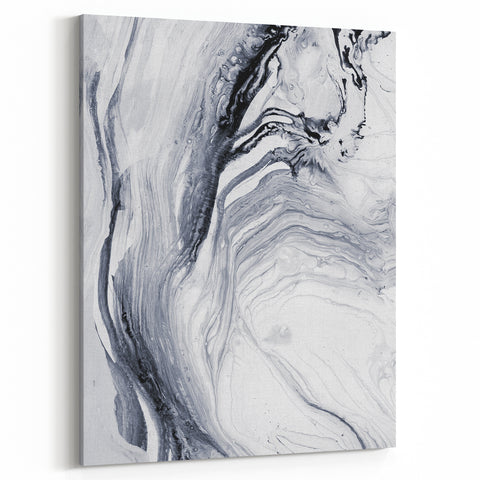 Moody Modern Wall Art – Black & White Fluid Abstract Painting