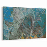 Geometric Moody Modern Wall Art – Abstract Canvas in Blue & Green