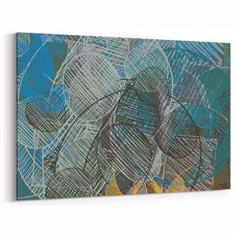 Geometric Moody Modern Wall Art – Abstract Canvas in Blue & Green