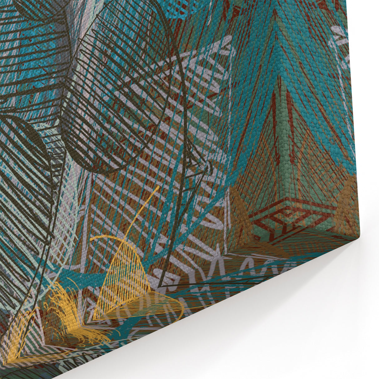 Geometric Moody Modern Wall Art – Abstract Canvas in Blue & Green