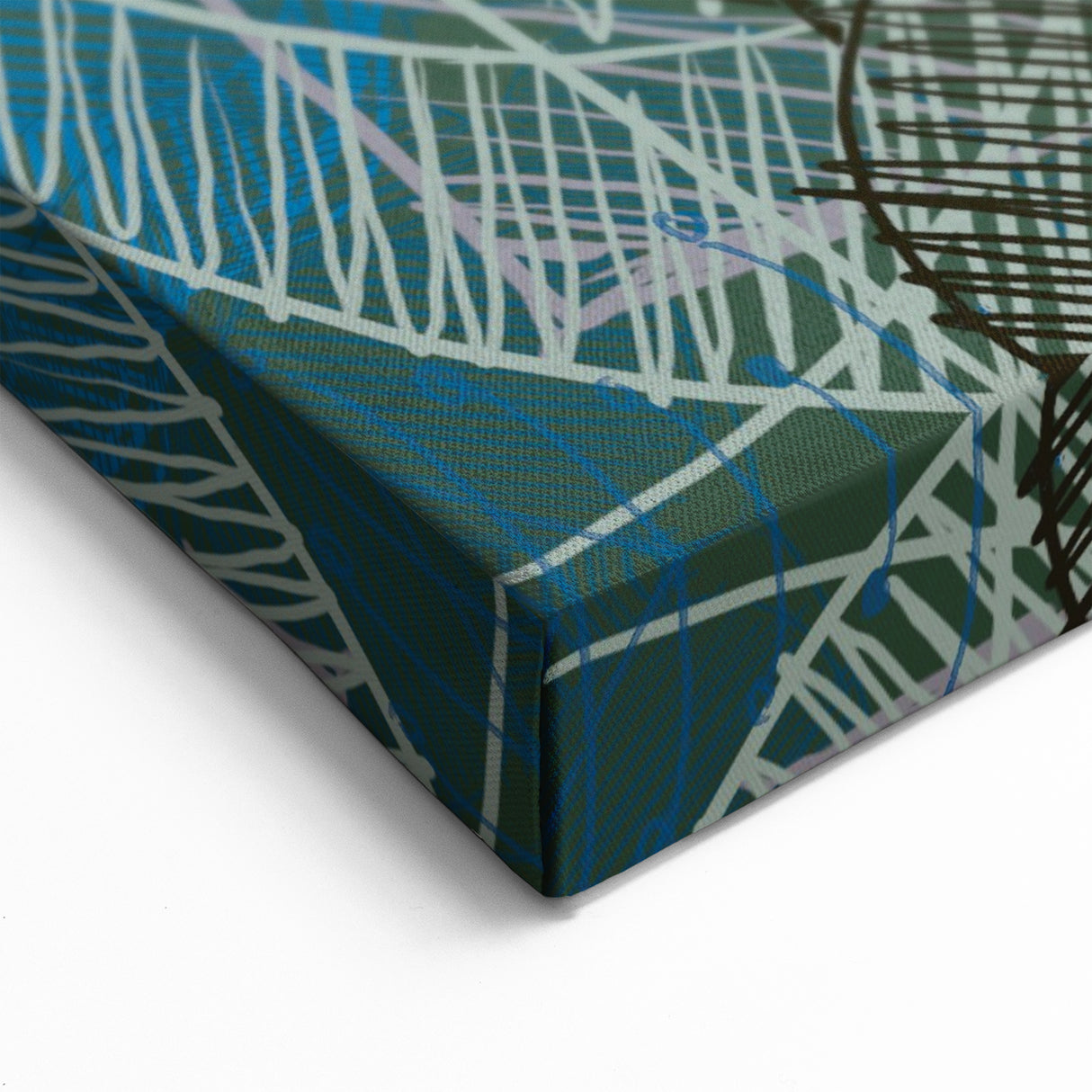 Geometric Moody Modern Wall Art – Abstract Canvas in Blue & Green