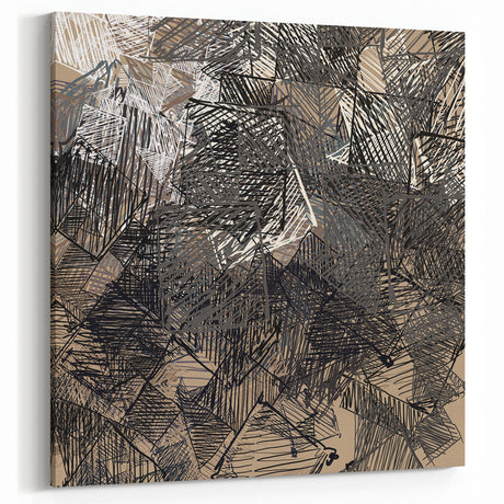 Geometric Moody Modern Wall Art – Abstract Black & Beige Canvas