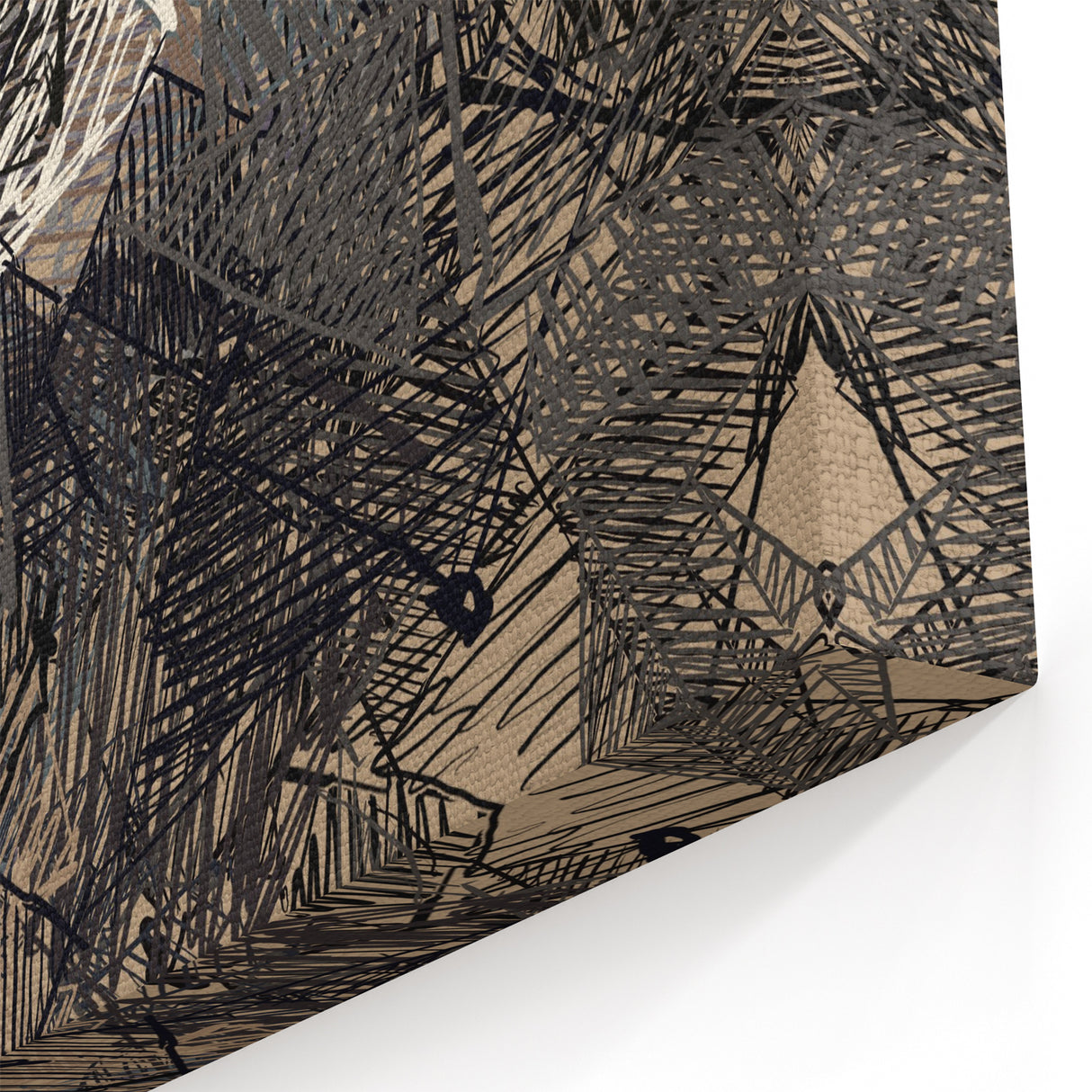Geometric Moody Modern Wall Art – Abstract Black & Beige Canvas