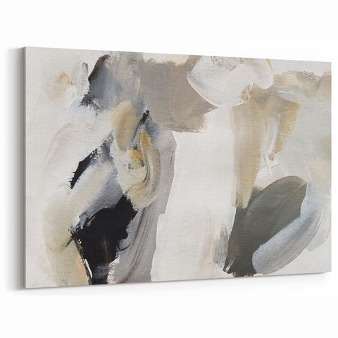 Elegant Moody Modern Wall Art – Abstract Black & Beige Canvas
