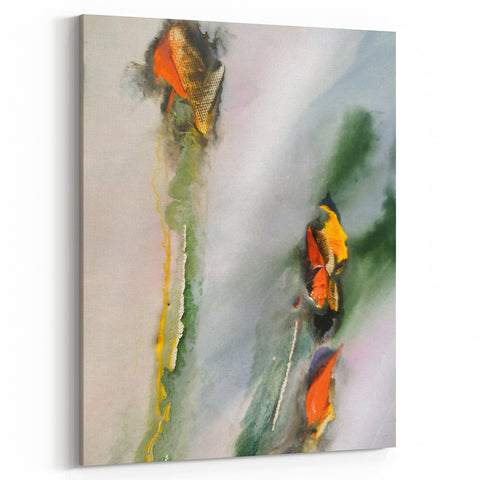 Organic Moody Modern Wall Art – Abstract Green & Orange Canvas