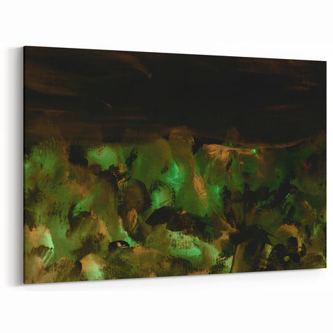 Moody Modern Wall Art – Large Abstract Painting in Green & Black