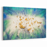 Large Abstract Canvas – Moody Modern Wall Art in Blue, Green & Gold