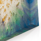 Large Abstract Canvas – Moody Modern Wall Art in Blue, Green & Gold