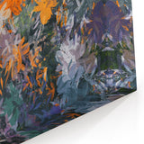 Abstract Canvas Wall Art – Vibrant Floral Modern Painting in Green & Orange