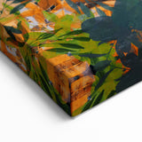 Abstract Canvas Wall Art – Vibrant Floral Modern Painting in Green & Orange