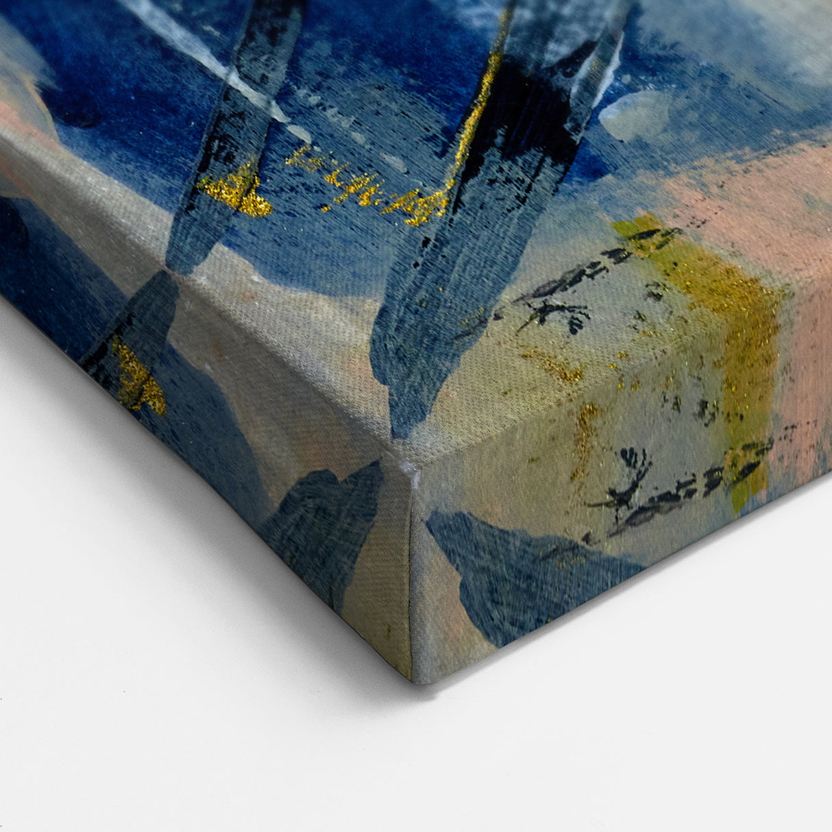 Modern Art Prints – Bold Abstract Canvas in Mustard Yellow & Navy