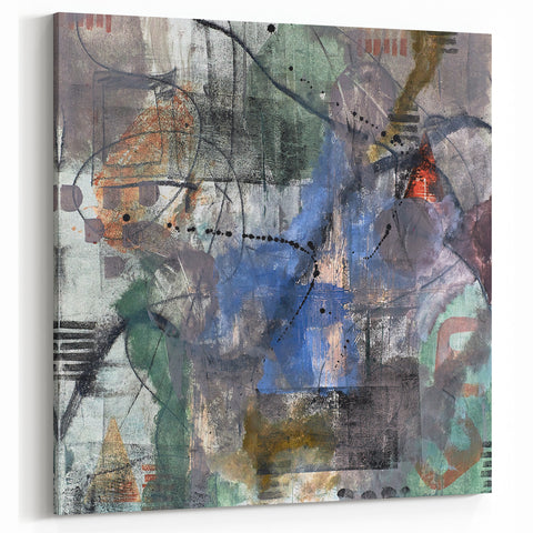 Contemporary Abstract Art – Moody Blue & Green Industrial Painting