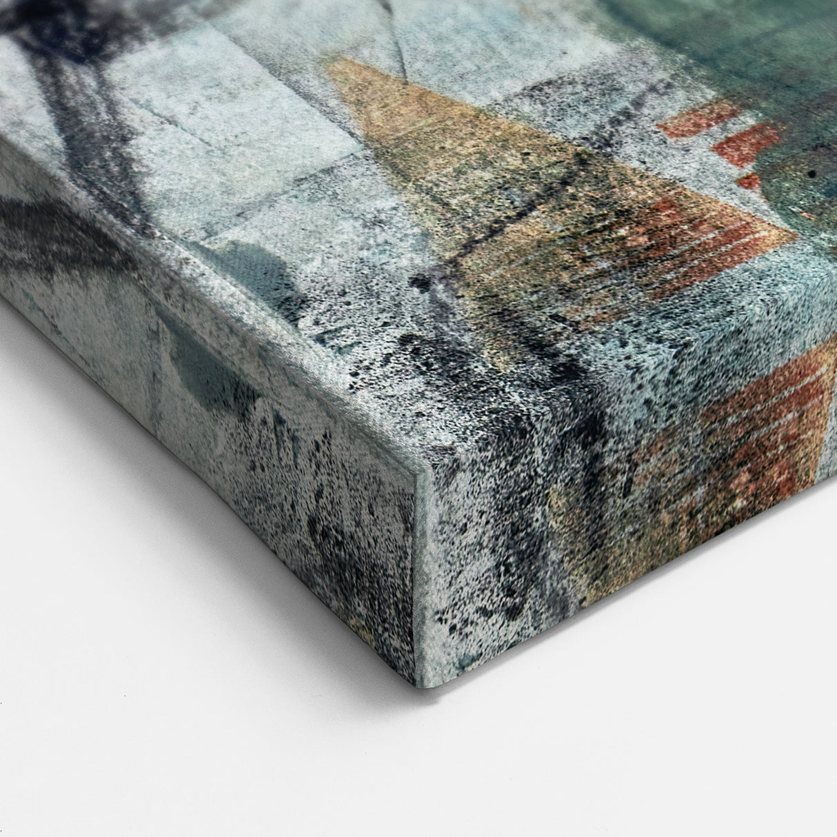 Contemporary Abstract Art – Moody Blue & Green Industrial Painting