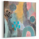 Modern Abstract Painting – Elegant Canvas in Teal, Gold & Soft Pink