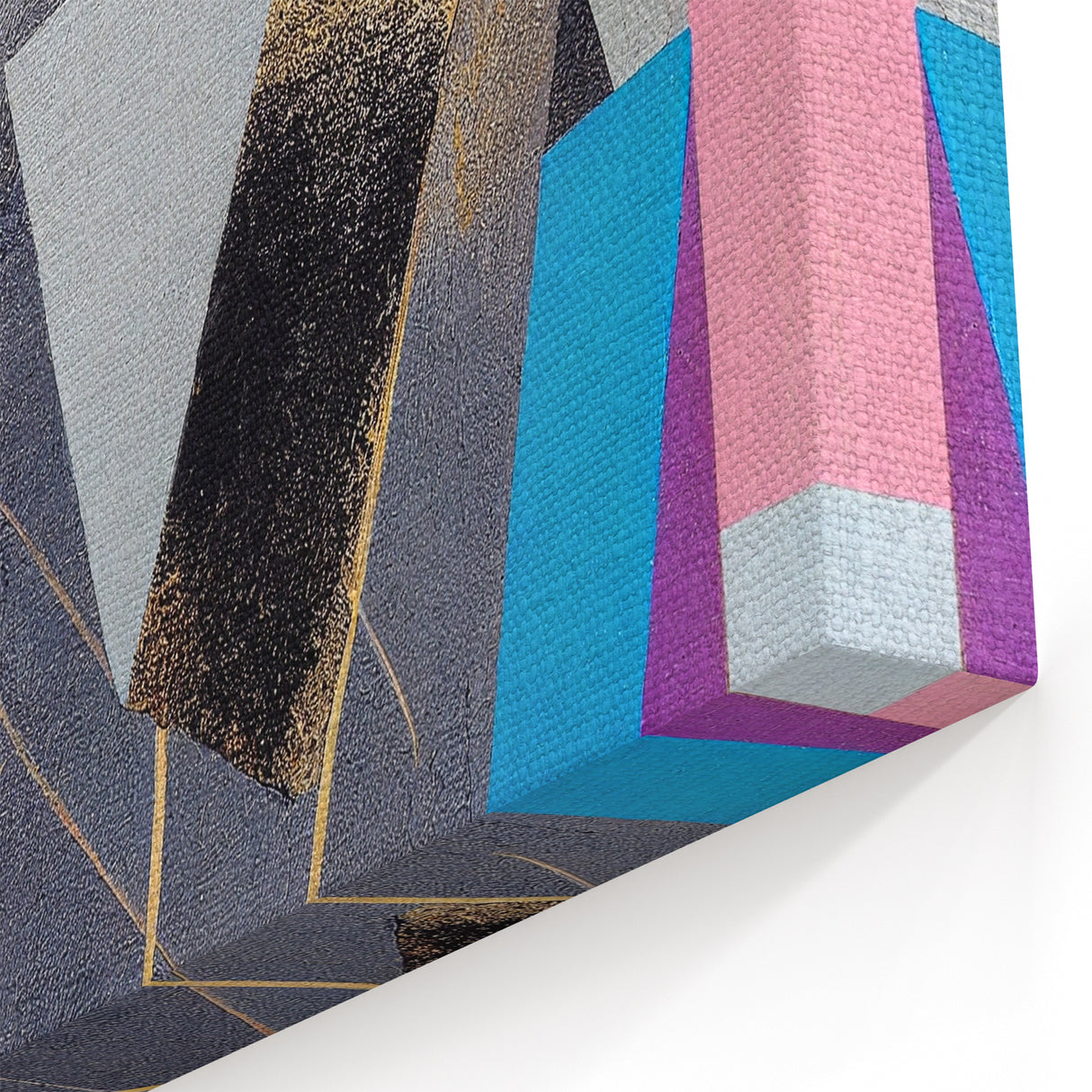 Moody Modern Wall Art – Geometric Abstract Painting in Navy & Gold