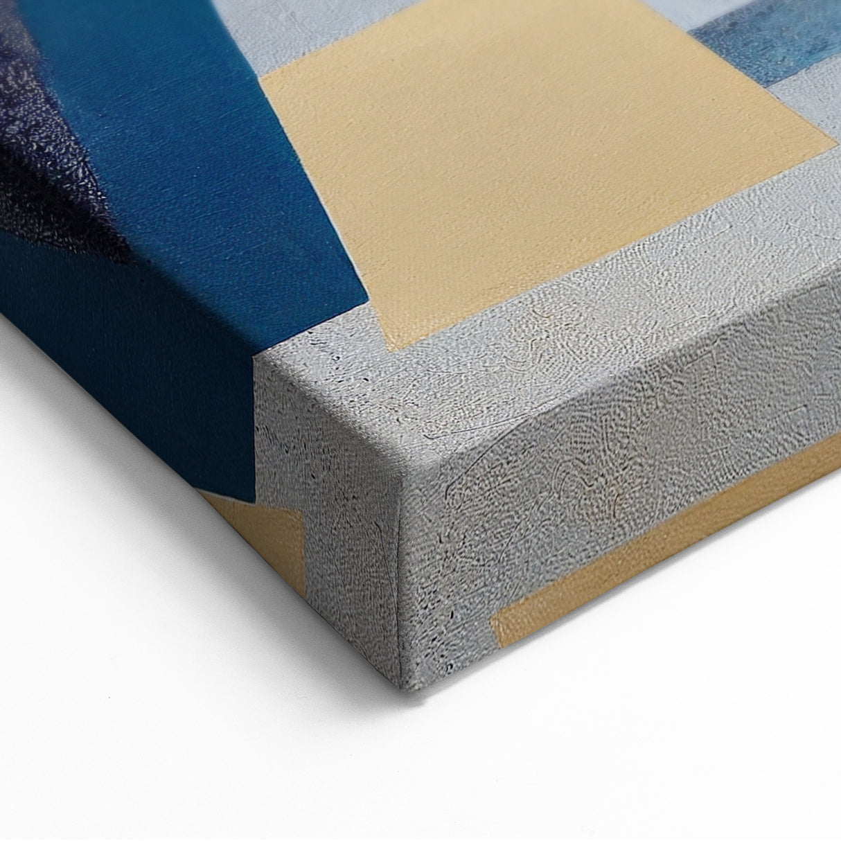 Moody Modern Wall Art – Geometric Abstract Painting in Navy & Gold