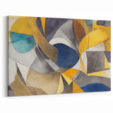 Modern Abstract Painting – Luxurious Gold & Navy Blue Geometric Art