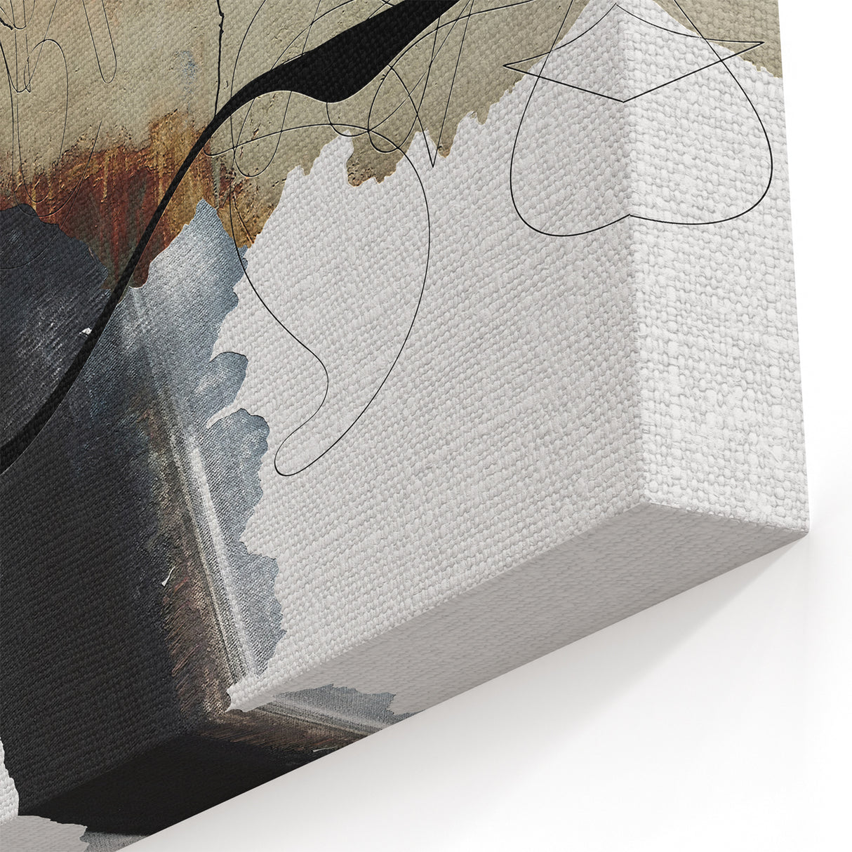 Moody Modern Wall Art – Abstract Canvas in Black, Beige & Gray