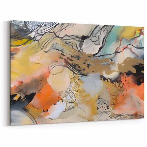 Contemporary Abstract Art – Moody Modern Canvas in Gold & Orange