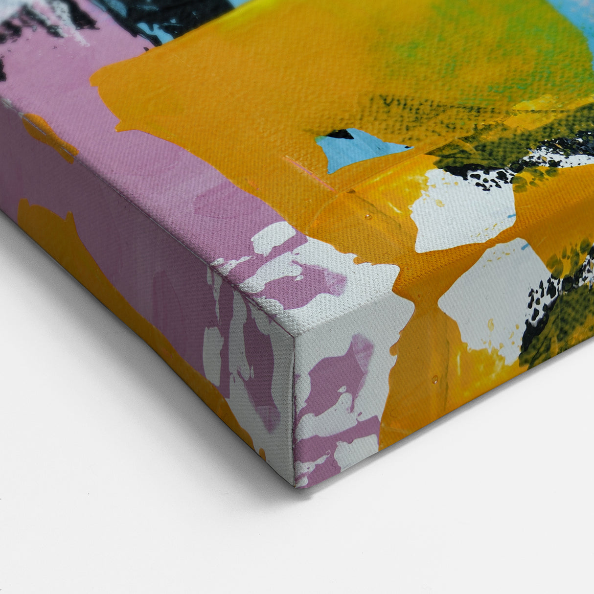 Abstract Canvas Wall Art – Modern Art Print in Blue, Lilac & Yellow