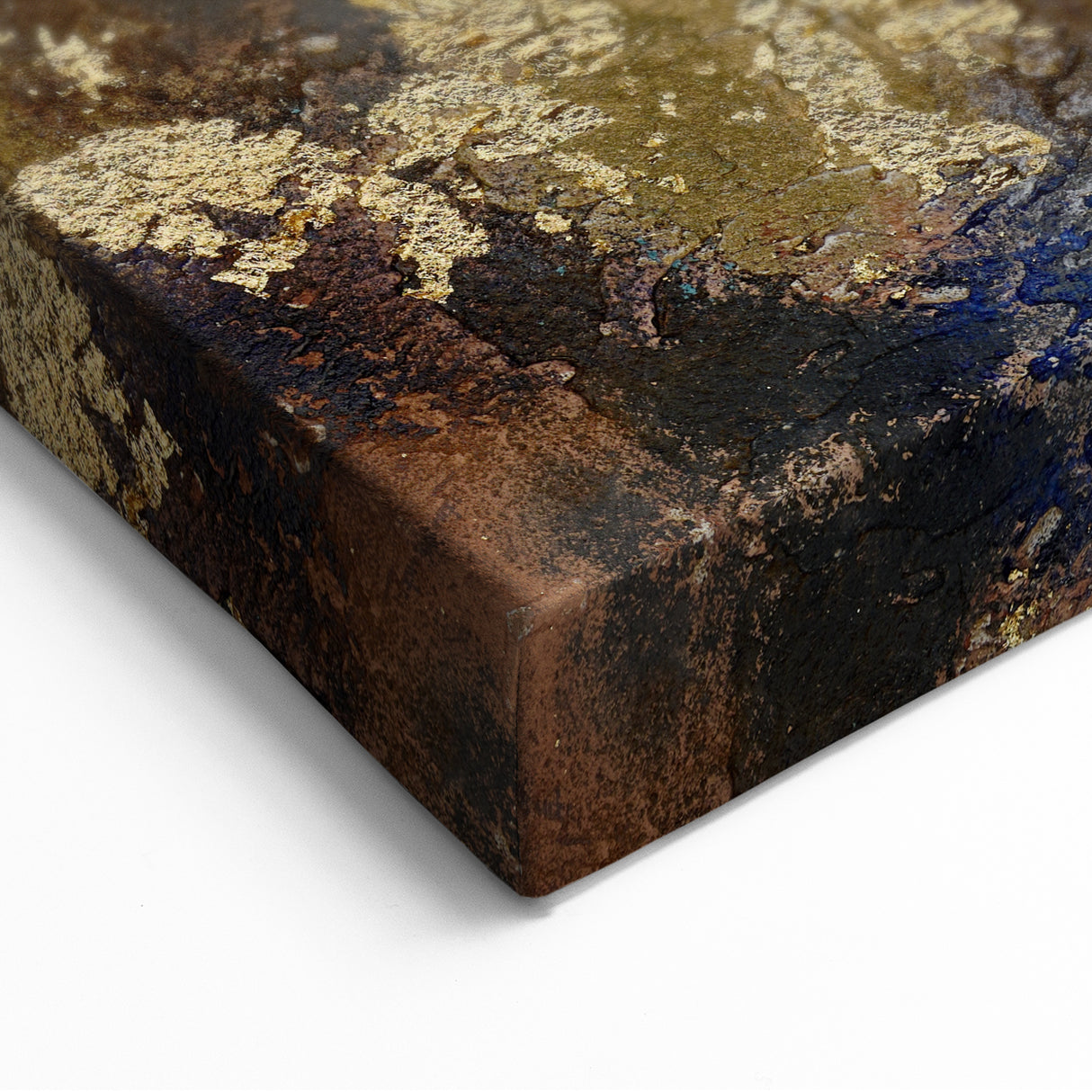 Modern Abstract Paintings – Moody Gold & Brown Metallic Canvas